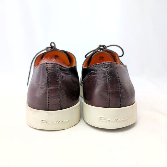 Santoni Mens Cap Toe Oxford Sneaker Brown Leather Shoes Size 12 Made in Italy main image 16